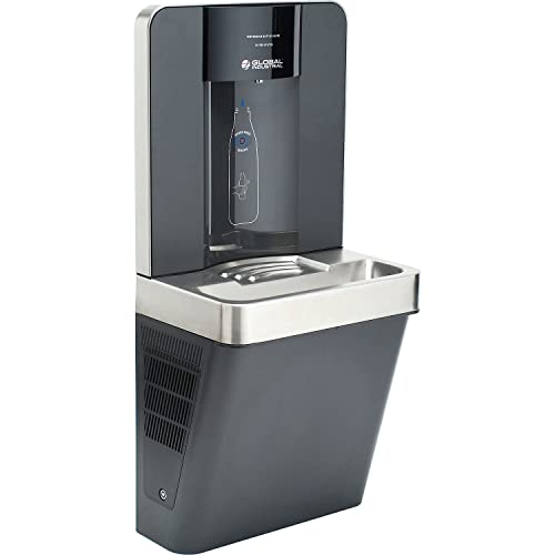 Global Industrial Refrigerated Slim Water Bottle Refilling Station, Filtered, Sensor Activated, 115V, Wall Mount, 18"W x 11"D x 37-7/8"H, Charcoal Gray