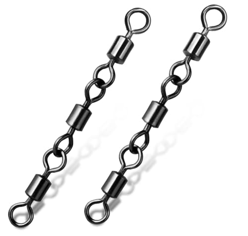 KTGCOZS Pack of 30 Three Joint Rolling Swivels Fishing Accessories Fishing Barrel Swivel Stainless Steel 3 Link Rolling Swivels Carp Fishing Hook Connector (4# 30pcs)