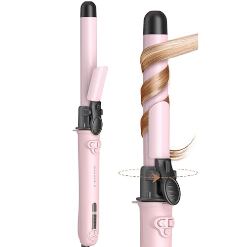 Wavytalk Rotating Curling Iron, 1 Inch Automatic Waver for Effortless Waves up to 430℉ with Home Button, Pale Pink