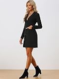 Allegra K Women's Blazer Dress Notched Lapel Collar Teacher Office Work Jackets Outfits Small Black