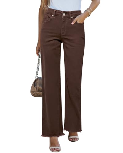 GRAPENT Women's Business Casual Jeans - Pecan Brown, Size 8/10 (M)