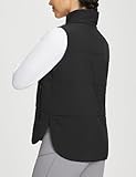 BALEAF Women's Lightweight Puffer Vest Running Sleeveless Jacket with Pockets Fall Winter Warm Stand Collar Fleece Golf Vests Black L