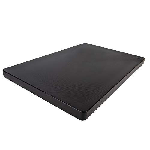 Restaurant Thick Black Plastic Cutting Board, 18 x 12 x 1 Inch Superior HDPP Poly, NSF for Commercial Kitchens