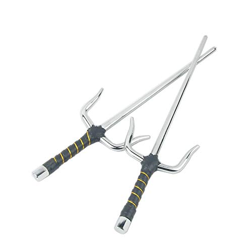 Superdo Octagon Metal Martial Arts Sai Multi Size（Black and Silver） (Silver, 19")