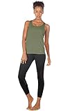 icyzone Yoga Tops Workouts Clothes Activewear Built in Bra Tank Tops for Women (L, Olive)