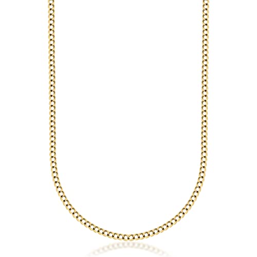 PORI JEWELERS 18K Solid Gold 3.8MM Cuban Curb Link Chain Necklace- Made In Italy (22, 3.8MM, Yellow)