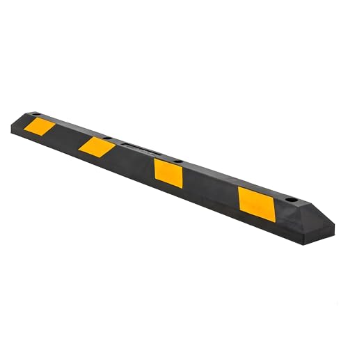 Guardian Parking Stop, 6 Foot Long Rubber Curb with Mounting Holes, Black/Yellow - Highly Visible Accessory for Job Sites & Garages