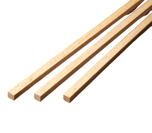 Balsa Wood Sticks (1/16" x 1/16" x 12", Pack of 100) Model Grade Hobby Craft Balsa Wood Thin Square Dowel, Perfect for Modeling, Crafts, Hobbies, Architecture Mockups, Wood Burning, by Binos