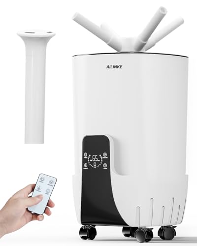 AILINKE Humidifier Large Room, 4.2Gal/16L Cool Mist Humidifiers for Bedroom Home 2000 sq.ft,Top Fill, 3 Stainless Steel Atomizers,360°Nozzle Extension Tube, Commercial/Office/Plants/Whole House, White