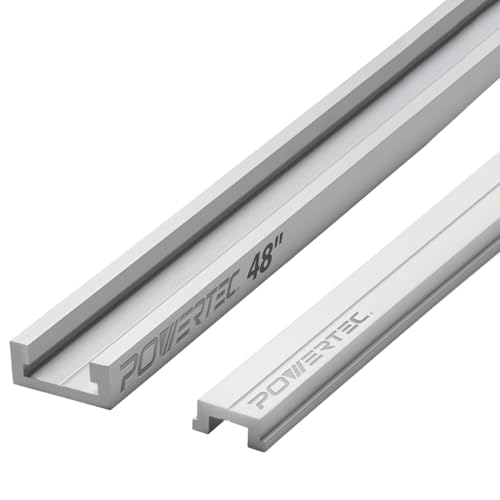 POWERTEC 48" Miter T Track w/T-Bar for Table Saw, Router Table, Band Saw, Works with 3/4” x 3/8” Miter T Slot, Miter Gauge, T Track Accessories for Woodworking and Sliding Jigs, 1 Set (71156)