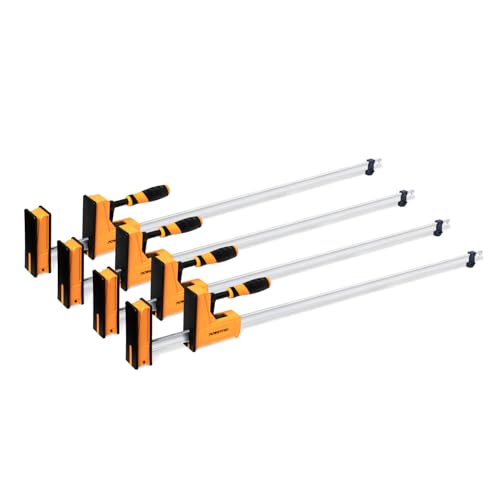 POWERTEC 71602-P2V, 4PK, 48" Woodworking Parallel Clamps Jaw Bar Clamp Spreader Tool