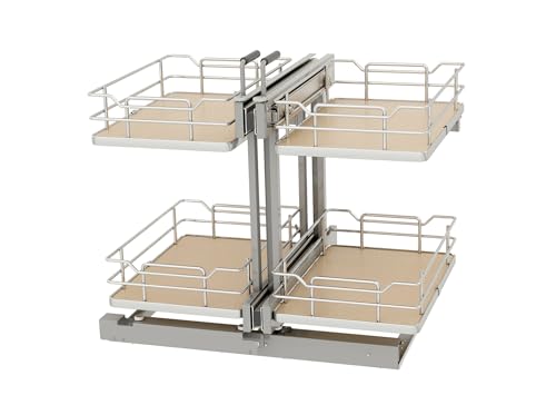 Rev-A-Shelf Steel Two-Tier Pullout Solid Bottom Organizer for Blind Corner Cabinets w/Soft-Close