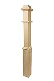 960 - Wood Box Newel - Plain Style with Pedestal - 48 inch - Elegant Sleeve Design - Staircase Post (Red Oak)