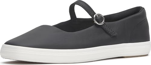 Keds Women's Square Toe Mary Jane Fashion Sneaker, Black Leather, 7.5