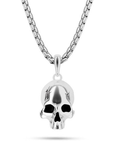 RTZN® Skull Necklace for Men – Premium Stainless Steel Skull Pendant for Men with 22" Chain + 2" Extension – Non-Tarnish, Waterproof, Mens Pendant Necklace – Designed for Bold Fearless Style