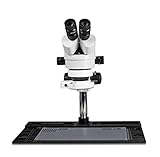 Vision Scientific VS-10FZ-IFR07 Simul-Focal Trinocular Stereo Zoom 7x-45x Microscope with Barlow Lens, 144-LED Ring Light, Repair and Maintenance Platform for Soldering and, Cell Phone Repair