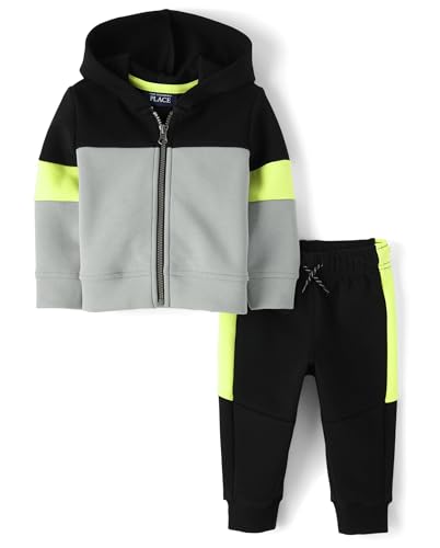 The Children's Place,Baby Boys,and Toddler Sweatshirt and Sweatpant 2 Piece Outfit,Black,4 Years