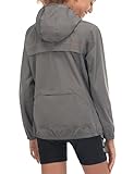 Little Donkey Andy Women's Lightweight Rain Cycling Stretch Jacket with Hood, Windproof and Waterproof, Ultralight Packable Gray Size S