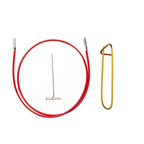 ChiaoGoo Twist Red Lace Cable Small 22-Inch (55cm) Fits US 2, 3, 4, 5, 6, 7, 8 Interchangeable Knitting Needle Tips, Includes Tightening Key, 7522-S with Stitch Holder