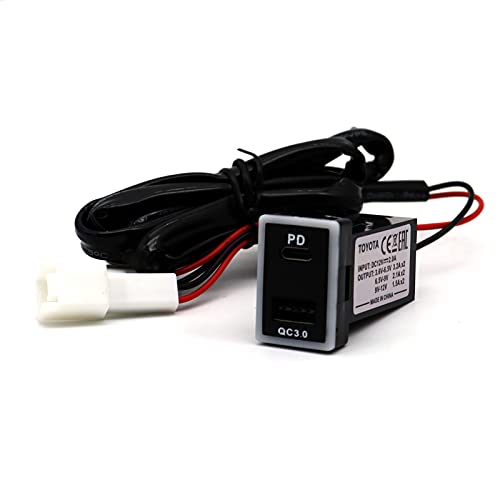 MOTONG Compatible Toyota PD Type C USB Power Socket, USB C & Quick Charge 3.0 Car Charger, 32 * 20mm