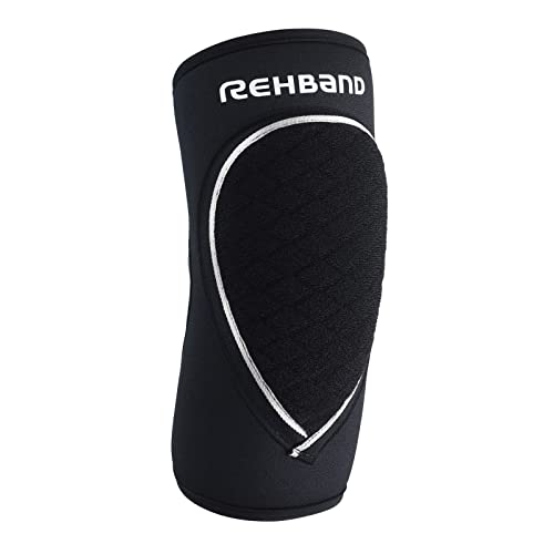 Rehband Elbow Support & Protector for Men & Women Black, 5mm Neoprene Elbow Protection for Volleyball & Handball & Indoor Sports, Colour:Black, Size:Medium