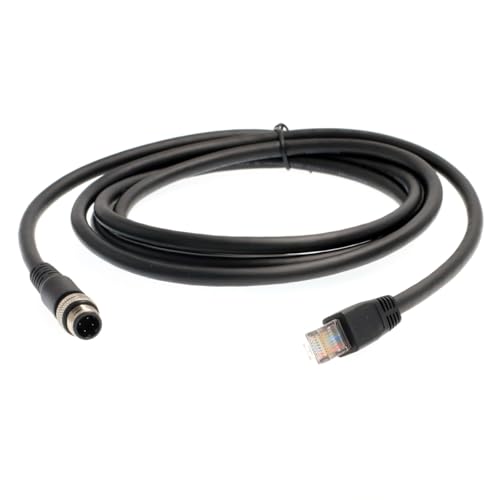 HangTon Ethernet Cable M12 D-Code 4 Pin to RJ45 Cat6, Shielded Waterproof Flexible Network Cable for Fieldbus PLC Vison Sensor 1m