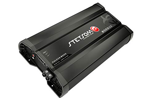 Stetsom Vulcan 8000 2 Ohms Car Amplifier, Mono Full Range 8000.1 8K Watts RMS, 2Ω Stable Car Audio, HD Sound Quality, Crossover & Bass Boost, Car Stereo Speaker Subwoofer MD, Smart Coolers