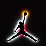 LED Michael Jordan Silhouette Metal Wall Art – Jumpman Metal Led Wall Sign - NBA Legend Led Sign – Perfect Game Room and Sports Decor – Night Light or Ambient Lighting (50x47 cm → 20x19 inches)