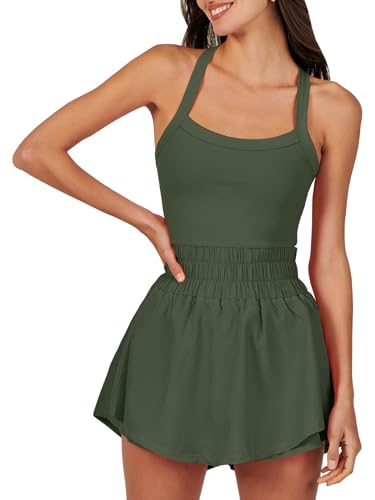 ANRABESS Womens Mini Tennis Dresses Skort Summer Sleeveless One Piece Workout Romper Dress with Shorts Athletic 2025 Outfit Small