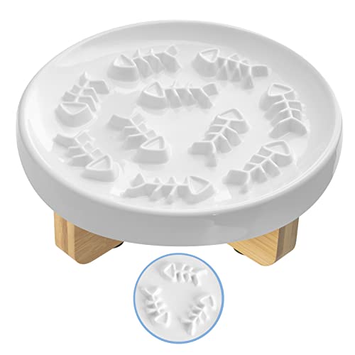 DDMOMMY Ceramic Pet Feeder, Slow Feed Cat Bowls for Healthy Eating, 8.5'' Wide, 3'' High, 1.9lbs, for Cats and Small Dogs