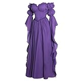 Vibsion Medieval Renaissance Dress Renaissance Faire Costume for Women Victorian Gothic Witch Wedding Dresses L/XL Purple