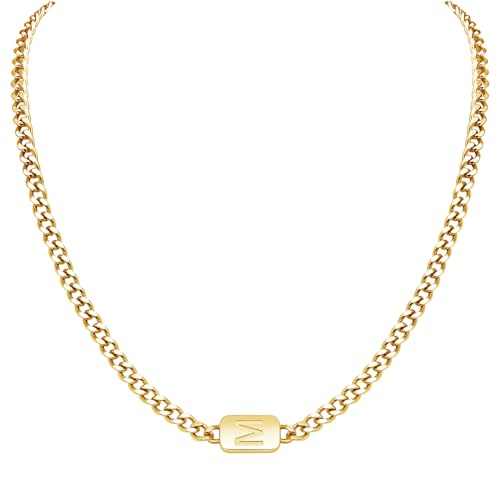 VNOX Gold Initial Necklace for Men - Stainless Steel Letter M Necklaces Name Necklace for Mens