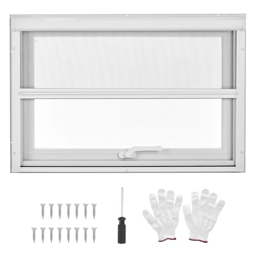 GarveeTech House Window 36 x 24 x 3.4 Inch, 4 Gear Opening Position Adjustment Roof Window, 5 Mm Reinforced Glass Casement Window with Pull Down Magnetic Mesh, Sliding Window for House