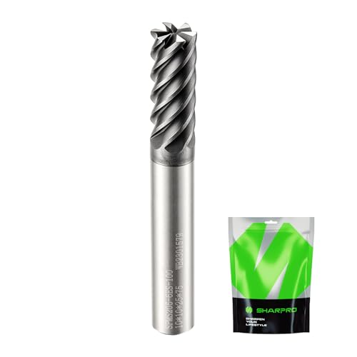SHARPRO 10mm Shank End Mill Bit 10mm Cutting Dia. 6 Flutes AlCrN Coated Carbide Square CNC Milling Router Bit, Apply for Alloy Steel, Stainless Steel, Cast Iron and Aluminum Cutting