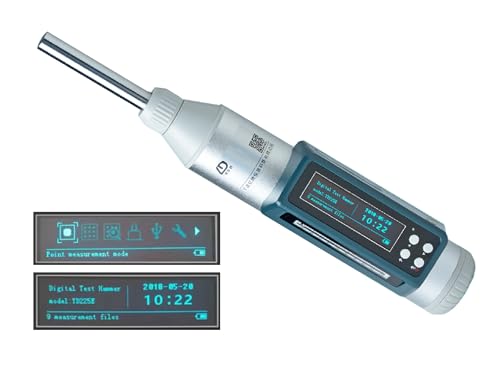 Digital Schmidt Concrete Test Hammer with OLED Display - ASTM C805 Compliant Rebound Hammer for Nondestructive Testing | 6MB Storage, HID USB, Multi-unit conversion: Mpa, kg/cm2, psi.