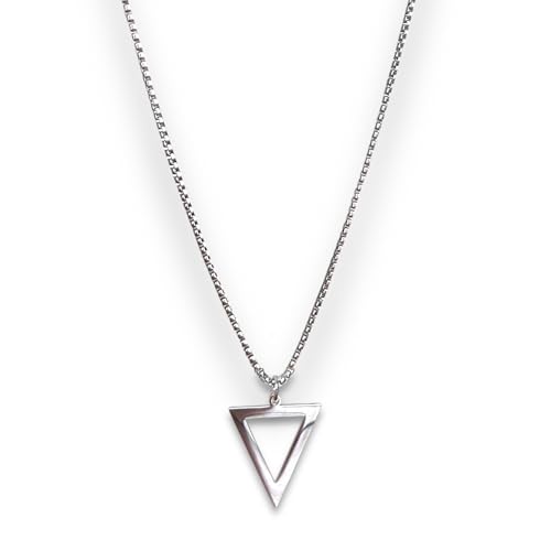 Triangle Stainless Steel Necklace for Men, Triangle Pendant Necklace for men. Geometric pendant. BALOOLA for Men. Handmade Jewelry (Triangle Inverted)
