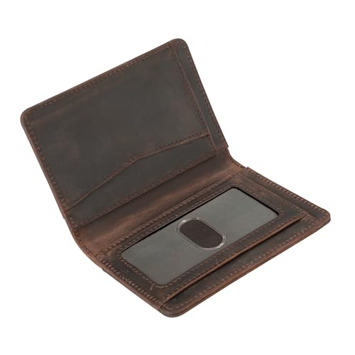 SparkMark Minimalist RFID Wallet for Men and Women | Slim Bifold Credit Card Holder Wallet | Men's Business Card Case | Genuine Leather Front Pocket wallet with Gift Box