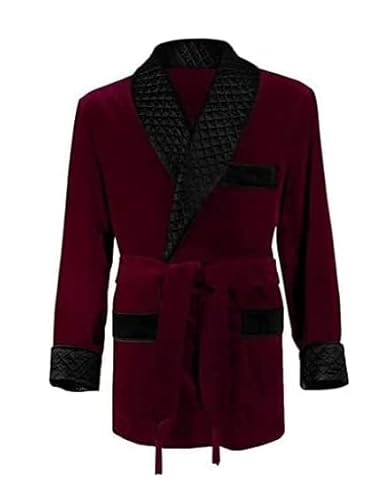 THE FAM STUDIO Men's Luxury Burgundy Smoking Jacket