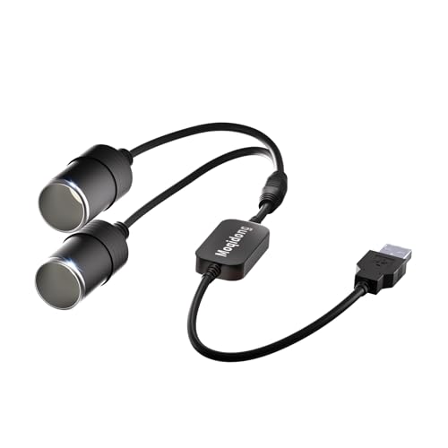 Moqidong USB to Cigarette Lighter Adapter 12V: 30W QC3.0 USB to Double 12V Adapter USB to 12V Adapter 2.5A USB A Male to 12V Car Cigarette Lighter Socket 1.3FT for Dashcam Radar Fan Recorder GPS E Dog