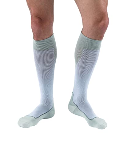 JOBST 7528902 Sport Compression Sock, Knee High, 15-20mmHg, White/Grey, Large