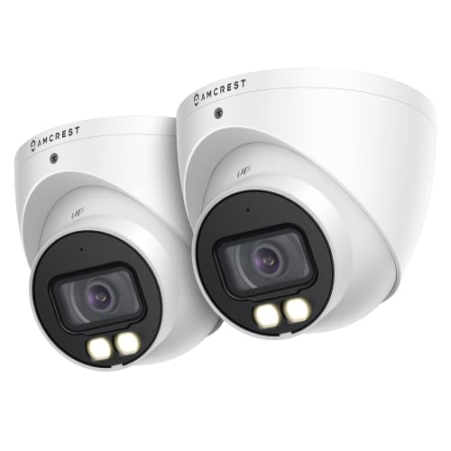 Amcrest 2-Pack Night Color Turret Analog Camera w/ 131ft Full Color Nightvision, Security Camera Outdoor for CCTV DVR, Built-in Microphone, 112° FOV, 5MP@25fps AT5N28-W