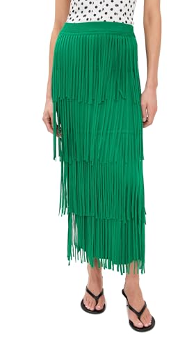 SIMONMILLER Women's Za Za Knit Fringe Skirt, Jade, Green, M