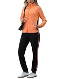 Marvmys Womens 2 Piece Sets for Women Fall Casual Athletic Jogging Track Suit Zip Up Sweatsuit Sets with Pockets Orange XL