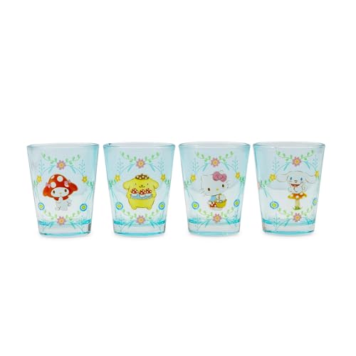 Silver Buffalo Sanrio Hello Kitty and Friends Mushroom Crew Mini Shot Glasses, Set of 4 | Home Barware For Whiskey, Liquor, Espresso, and Beverages | Each Holds 2 Ounces