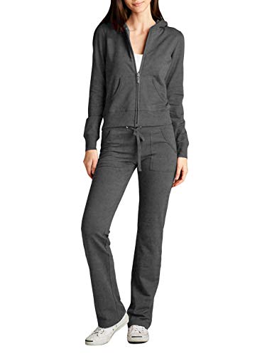NE PEOPLE Womens Hoodie and Sweatpants Tracksuit Set,Newts01-charcoal,Medium