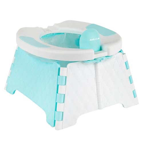 Jool Baby Portable Potty Training Chair with Travel Bag and 30 Liners, Foldable, Indoor/Outdoor Use, Camping (Aqua)