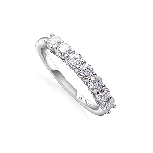 Ladylike Moissanite Wedding Band for Women 925 Sterling Silver Wedding Rings 0.7ct D Color VVS1 Lab Created Half Eternity Stackable Anniversary Rings for Her