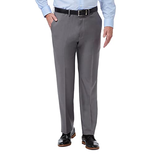 Haggar Men's Premium Comfort Classic Fit Flat Front Dress Pants-Regular and Big & Tall Sizes, Medium Grey, 38W x 34L