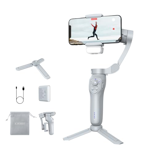 3-Axis Phone Gimbal with Adjustable Fill Light， Stabilizer for Smartphone, Phone Stabilizer for Video Recording, Gimbal for Android &iPhone，TikTok YouTube Vloging kit-JCROBOT iSleeky L7C Plus