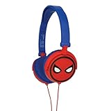 LEXIBOOK Marvel Spider-Man Peter Parker Stereo Headphone, Kids Safe, Foldable and Adjustable, red/Blue, HP010SP